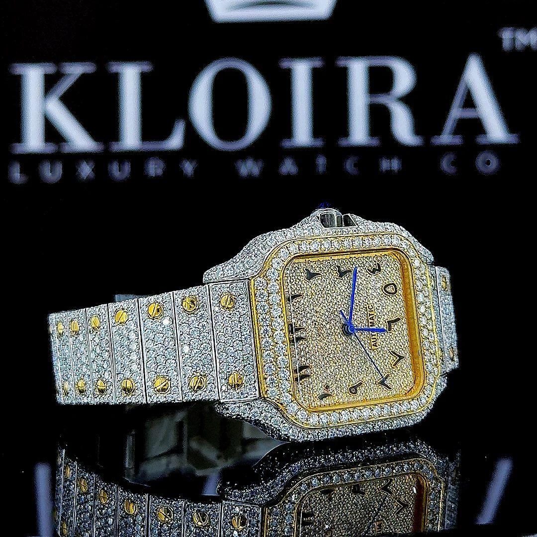 Moissanite Cartier Watch Arabic Right Side View