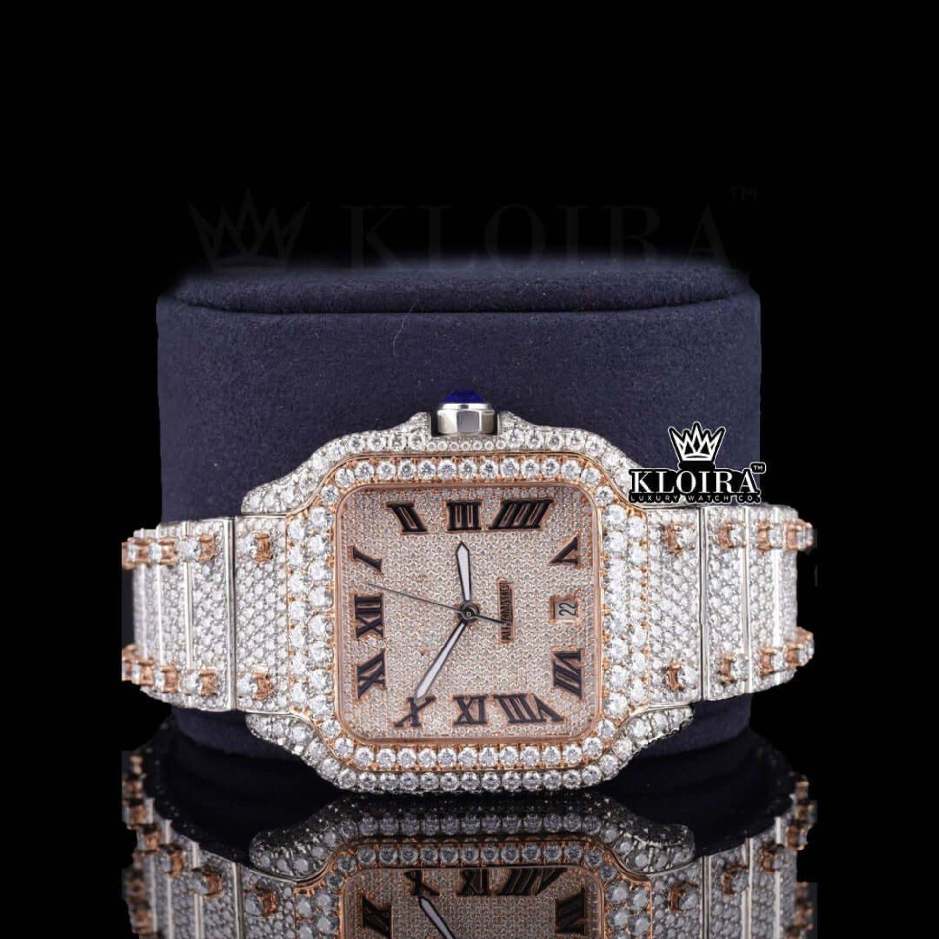 Moissanite Cartier Watch Cose Up Front View