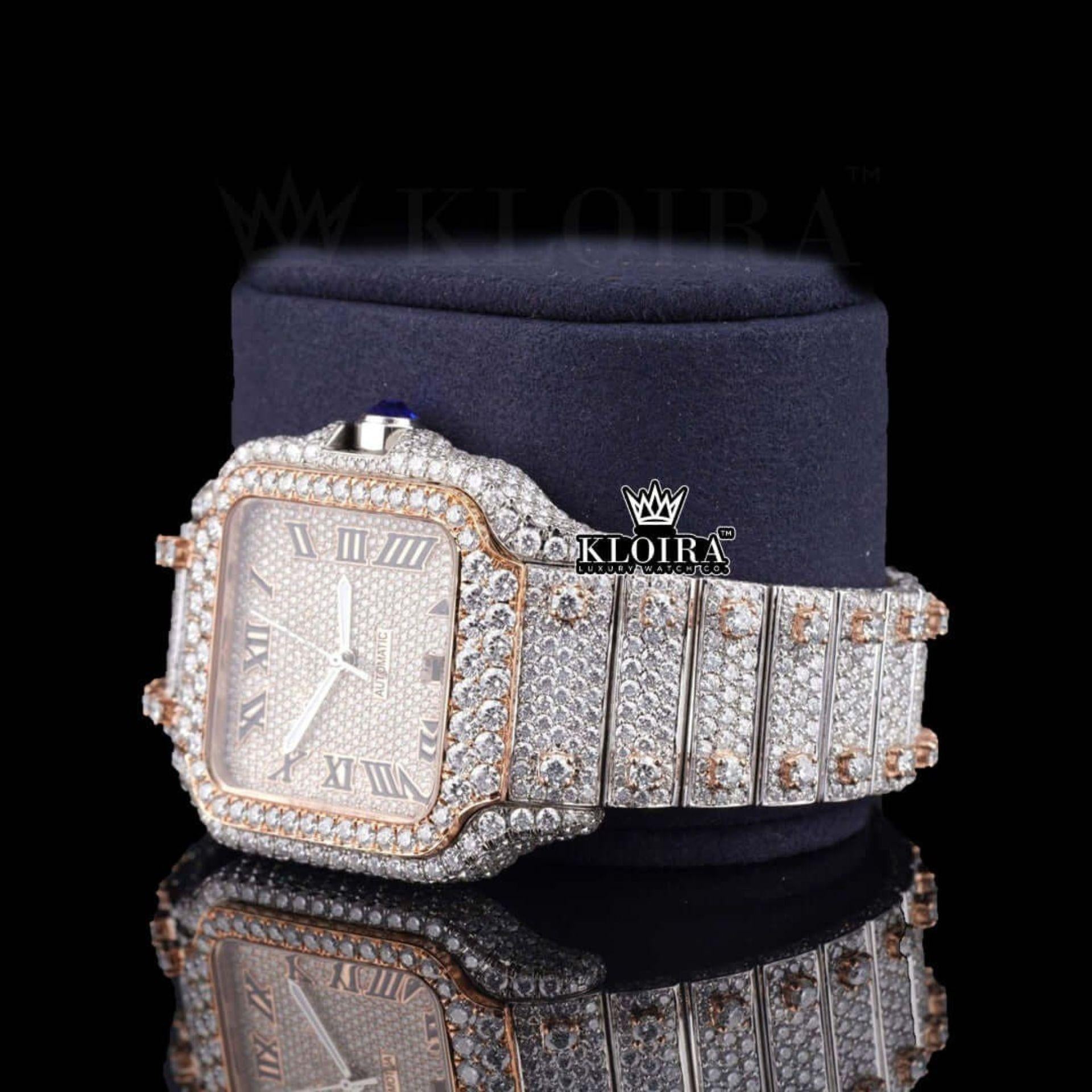 Moissanite Cartier Watch Left Profile View