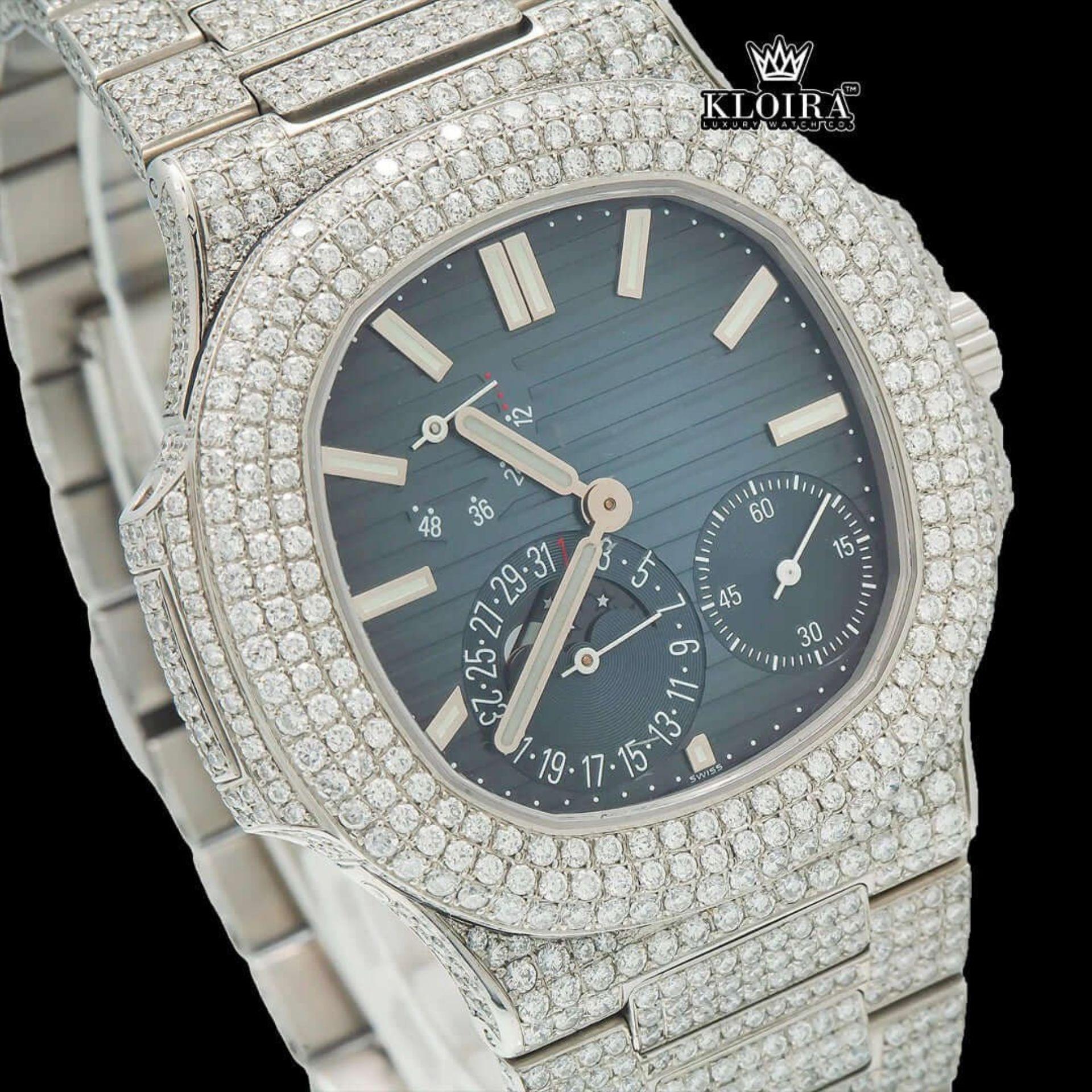 Moissanite Patek Philippe Style Watch Front Face Close Up View