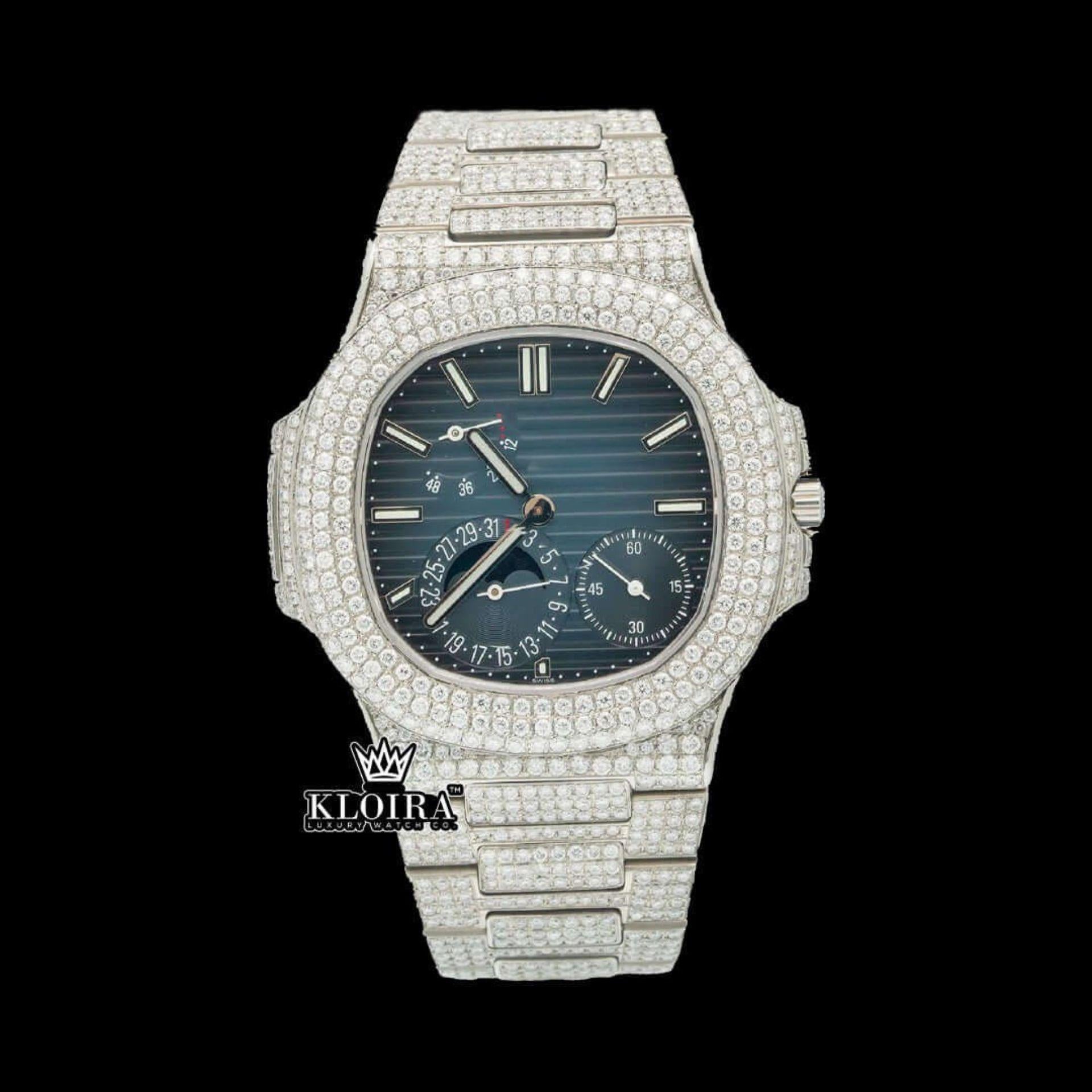 Moissanite Patek Philippe Style Watch Front Face View