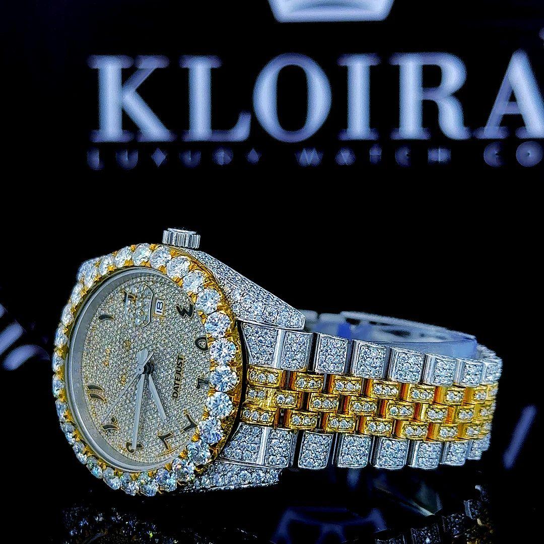 Moissanite Rolex Style Watch Left Profile View