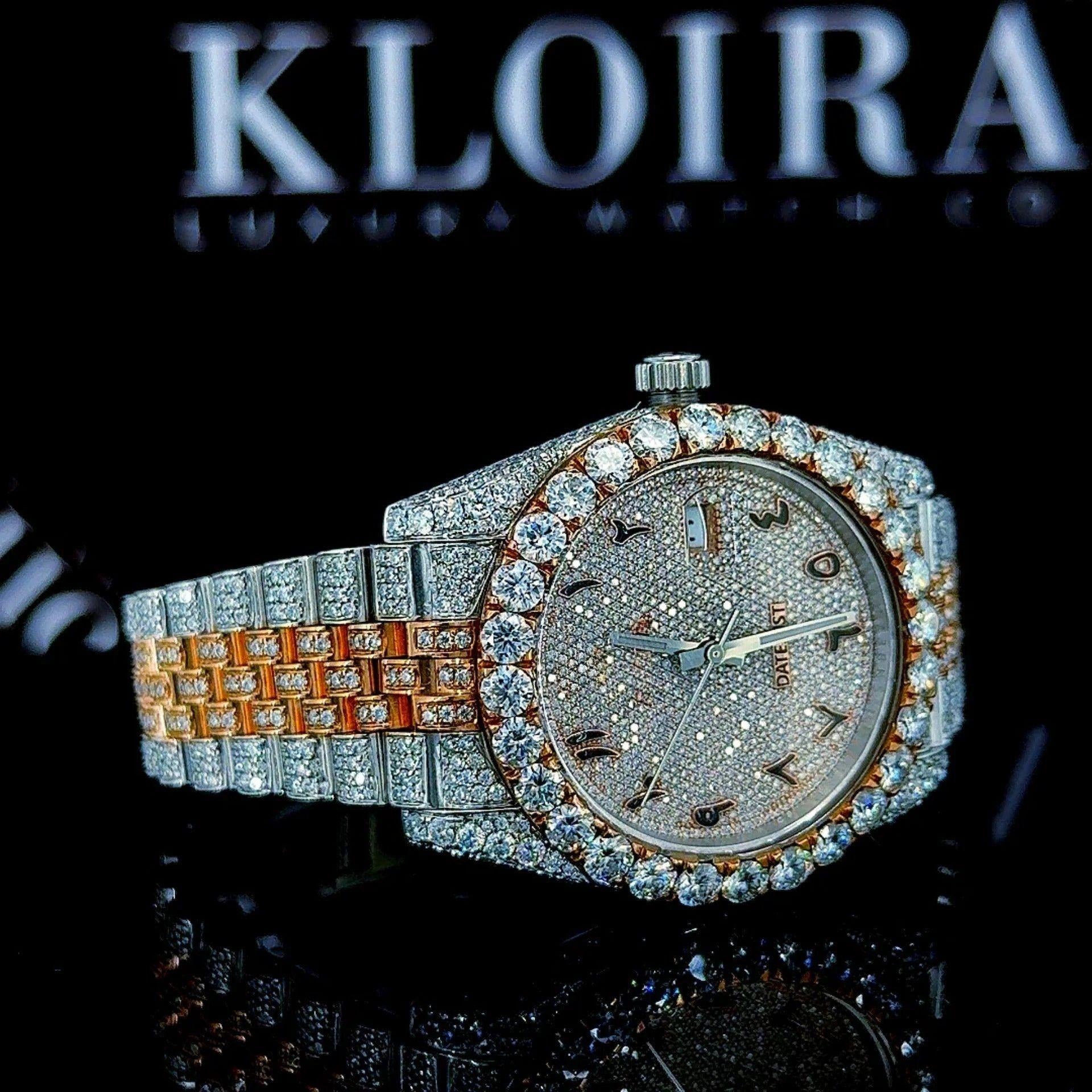 Moissanite Rolex Watch Arabic Right Profile View