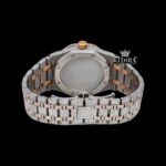 Moonphase White Dial Stick Markers Two Tone Iced Out Moissanite Watch Caseback View