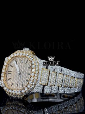 Patek Philippe Watch Bust Down Moissanite Left Profile View
