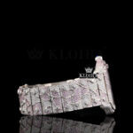 Pink Camouflage Strap Skeleton Dial Two Tone Moissanite Watch Right Side View