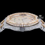Rainbow Arabic Dial Two Tone Iced Out Moissanite Diamond Watch Crown View