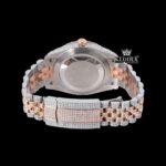 Rainbow Arabic Numerals Dial Two Tone Rose Gold Moissanite Watch Caseback View