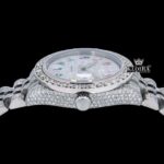 Rainbow Arabic Numerals White Dial Iced Out Moissanite Diamond Watch Crown View