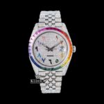 Rainbow Bezel Arabic Numerals Iced Out Moissanite Diamond Watch