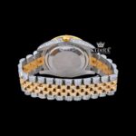 Rainbow Bezel Yellow Dial Rainbow Arabic Numerals Moissanite Diamond Watch Caseback View