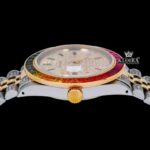 Rainbow Bezel Yellow Dial Rainbow Stick Markers Moissanite Diamond Watch Crown View