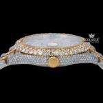 Rainbow Roman Dial Two Tone Moissanite Diamond Watch Crown View