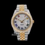 Rainbow Roman Dial Two Tone Moissanite Diamond Watch