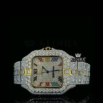 Rainbow Roman Numerals Yellow Dial Two Tone Moissanite Watch