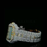 Rainbow Roman Numerals Yellow Dial Two Tone Moissanite Watch Left Side Bracelet View
