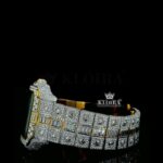 Rainbow Roman Numerals Yellow Dial Two Tone Moissanite Watch Left Side View