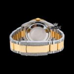 Rainbow Stick Markers Dial Two Tone Iced Out Moissanite Diamond Watch Caseback View