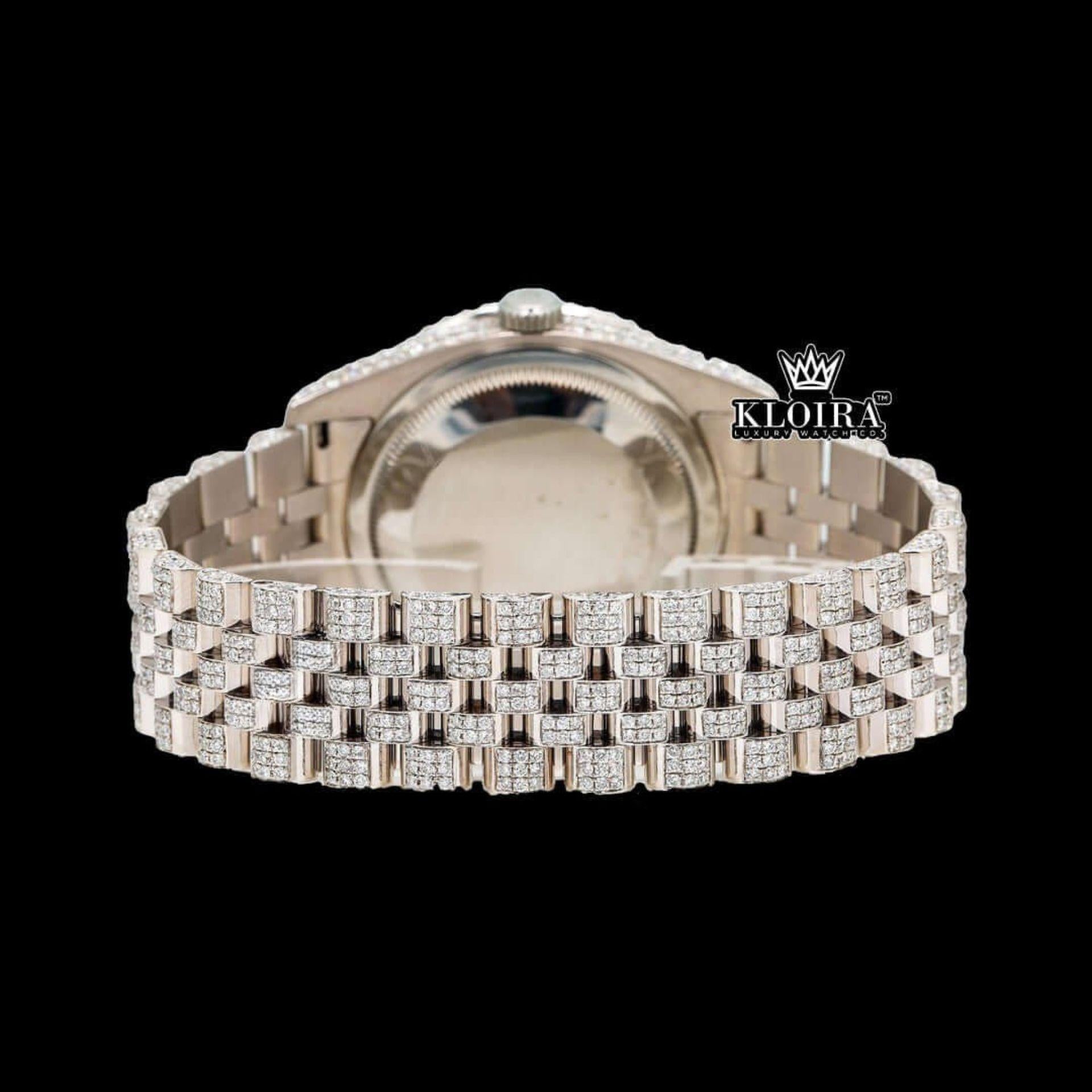 Red Arabic Numerals Fully Iced Out Moissanite Diamond Watch Caseback View