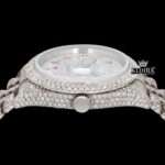 Red Arabic Numerals Fully Iced Out Moissanite Diamond Watch Crown View