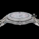 Red Arabic Numerals White Dial Bust Down Moissanite Diamond Watch Crown View