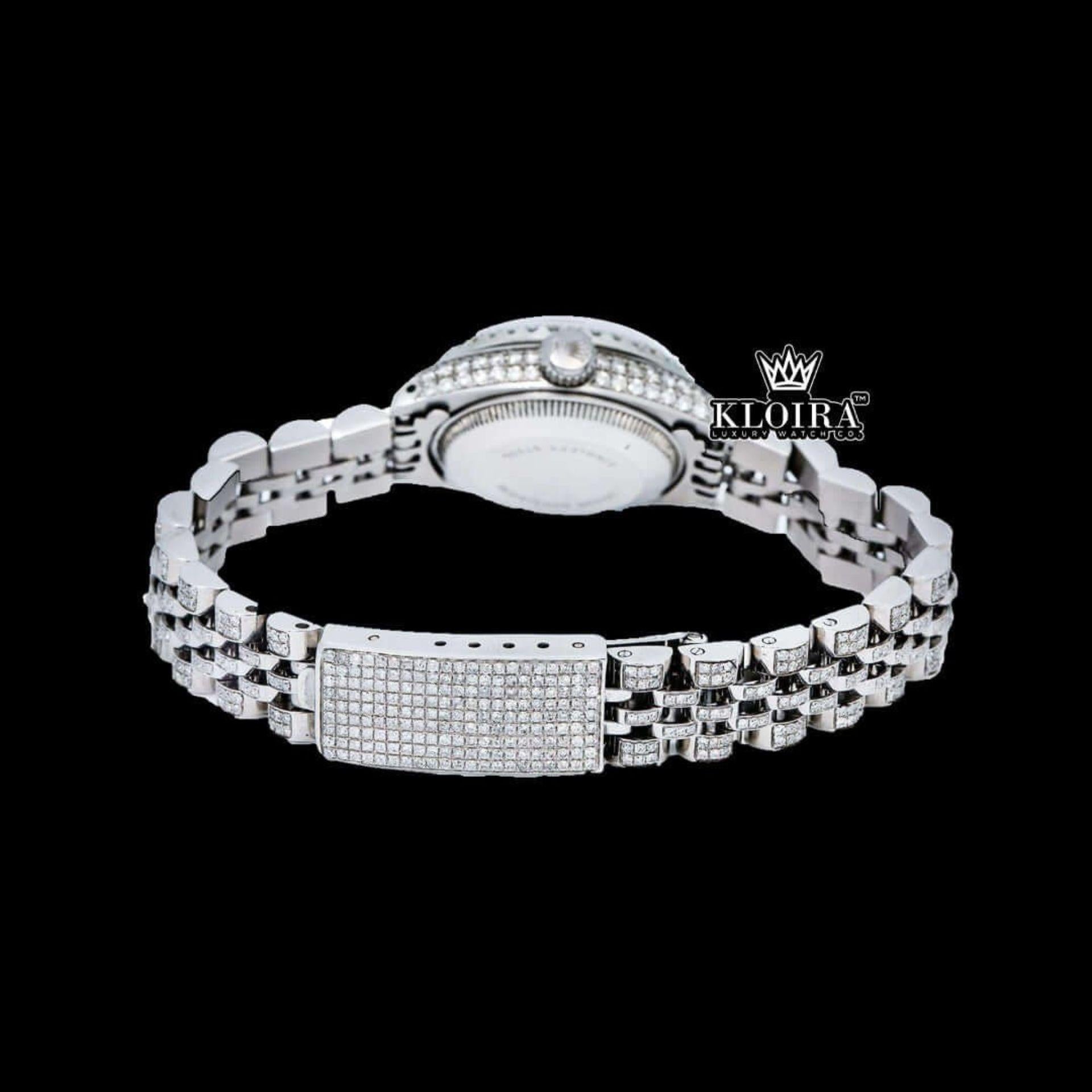 Red Dial Diamond Markers Bust Down Moissanite Diamond Watch Caseback View