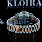 Red Dial Roman Numerals Two Tone Bust Down Moissanite Diamond WatchCaseback View