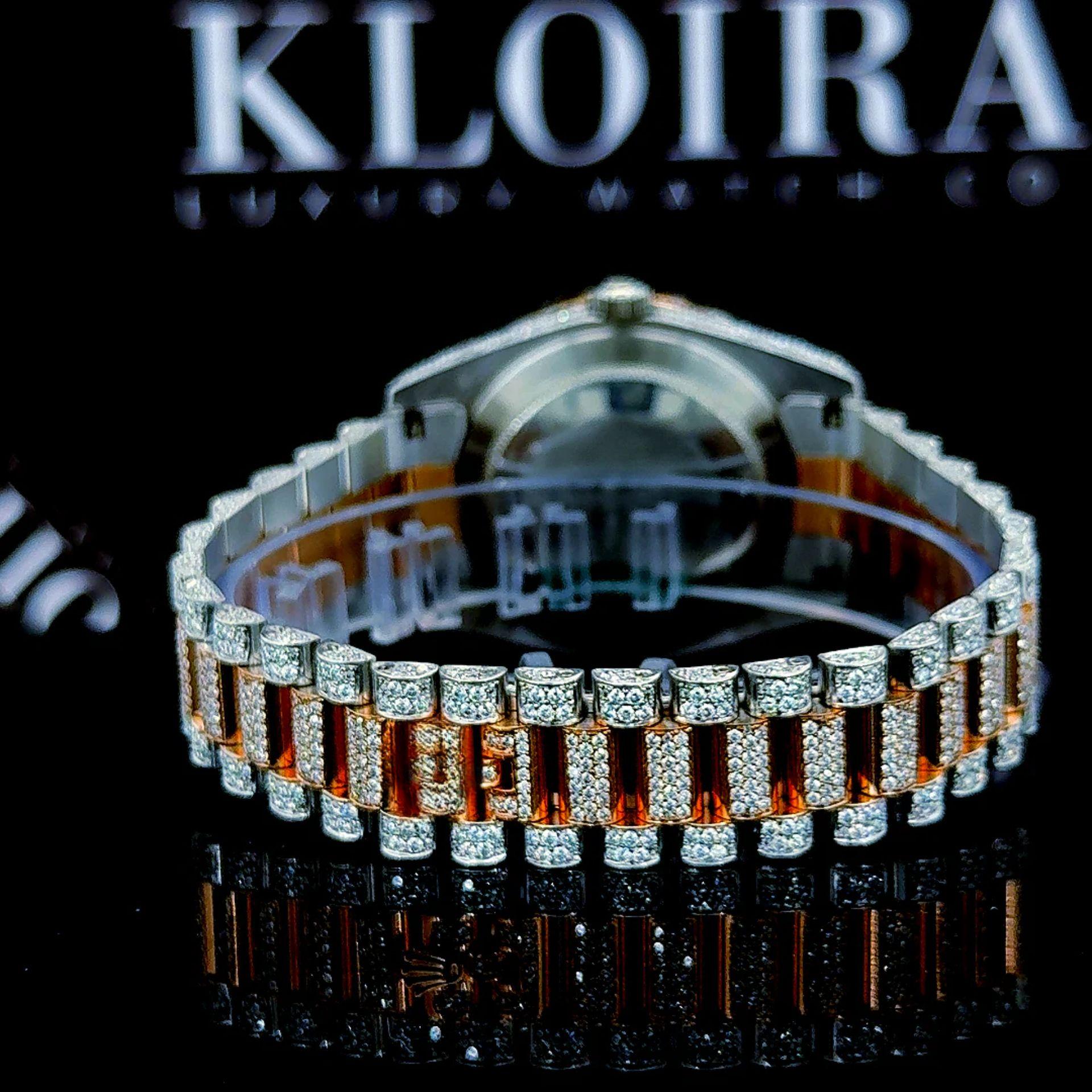 Red Dial Roman Numerals Two Tone Bust Down Moissanite Diamond WatchCaseback View