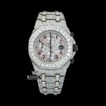 Red Standard Numerals Chronograph Dial Moissanite Watch