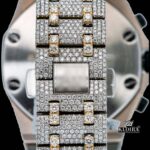 Red Standard Numerals Chronograph Dial Two Tone Moissanite Bracelet View