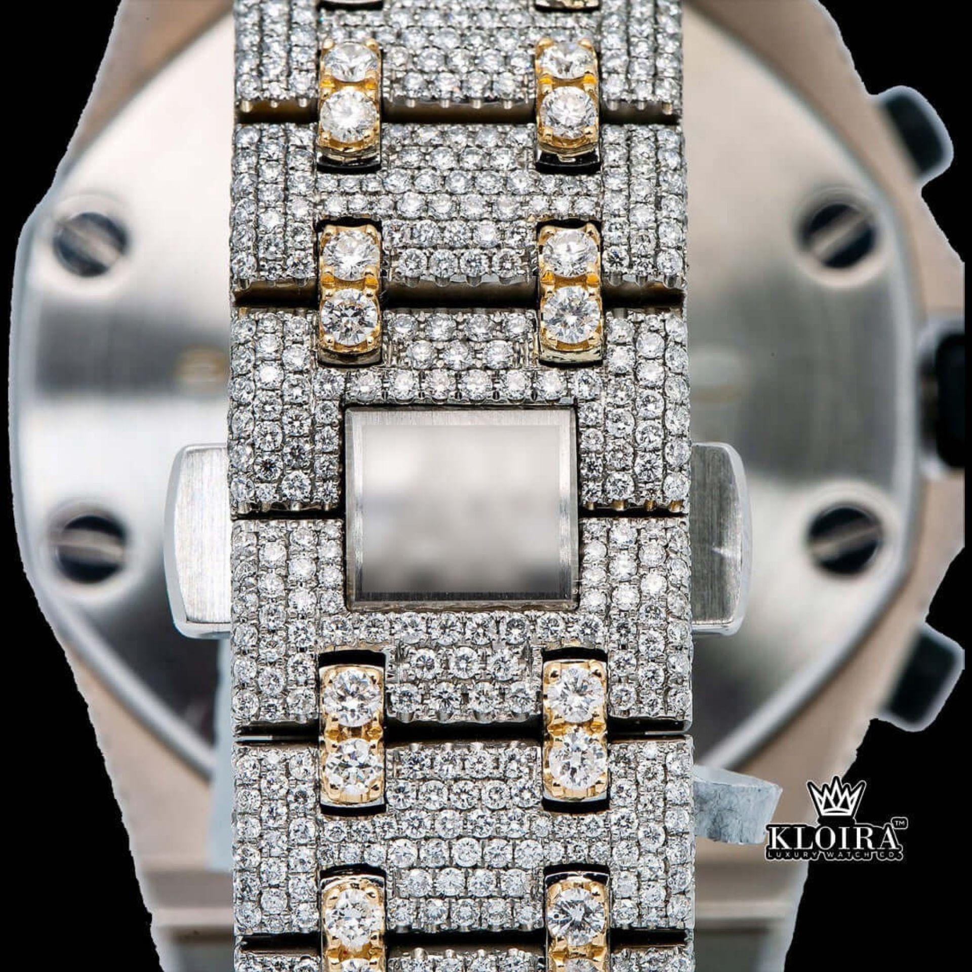 Red Standard Numerals Chronograph Dial Two Tone Moissanite Bracelet View
