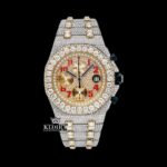 Red Standard Numerals Chronograph Dial Two Tone Moissanite Watch