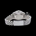 Roman Numeral Full Iced Out Silve Dial Moissanite Diamond Watch Caseback View