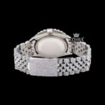 Roman Numerals Black Dial Diamond Link Strap Moissanite Watch Caseback View