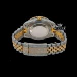 Roman Numerals Dial Diamond Bezel Two Tone Yellow Gold Moissanite Watch Caseback View