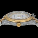Roman Numerals Dial Two Tone Bust Down Moissanite Watch Crown View