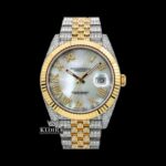 Roman Numerals Dial Two Tone Bust Down Moissanite Watch