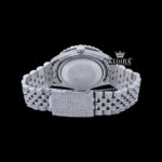 Roman Numerals Pearl Tone Dial Fully Iced Out Moissanite Watch Caseback View
