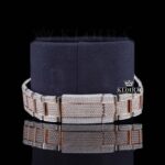 Roman Numerals Rose Gold Dial Two Tone Moissanite Watch Bracelet View
