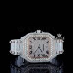 Roman Numerals Rose Gold Diamond Bezel Dial Two Tone Moissanite Watch