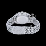 Roman Numerals Tiffany Blue Dial Diamond Link Strap Moissanite Watch Caseback View