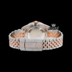 Roman Numerals Two Tone Rose Gold Dial Moissanite Diamond Watch Caseback View