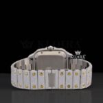 Roman Numerals Two Tone Yellow Dial Iced Out Moissanite Diamond Watch Caseback View