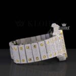 Roman Numerals Two Tone Yellow Dial Iced Out Moissanite Diamond Watch Right Side View