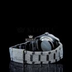 Roman Numerals White Dial Cushion Link Strap Moissanite Watch Back Cross View