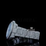 Roman Numerals White Dial Cushion Link Strap Moissanite Watch Close Up Dial View