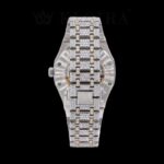 Rose Dial Two Tone AP Fully Iced Out Moissanite Diamond Watch Back Side View