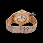 Rose Gold Arabic Numerals Moissanite Fully Iced Diamond Watch Caseback View