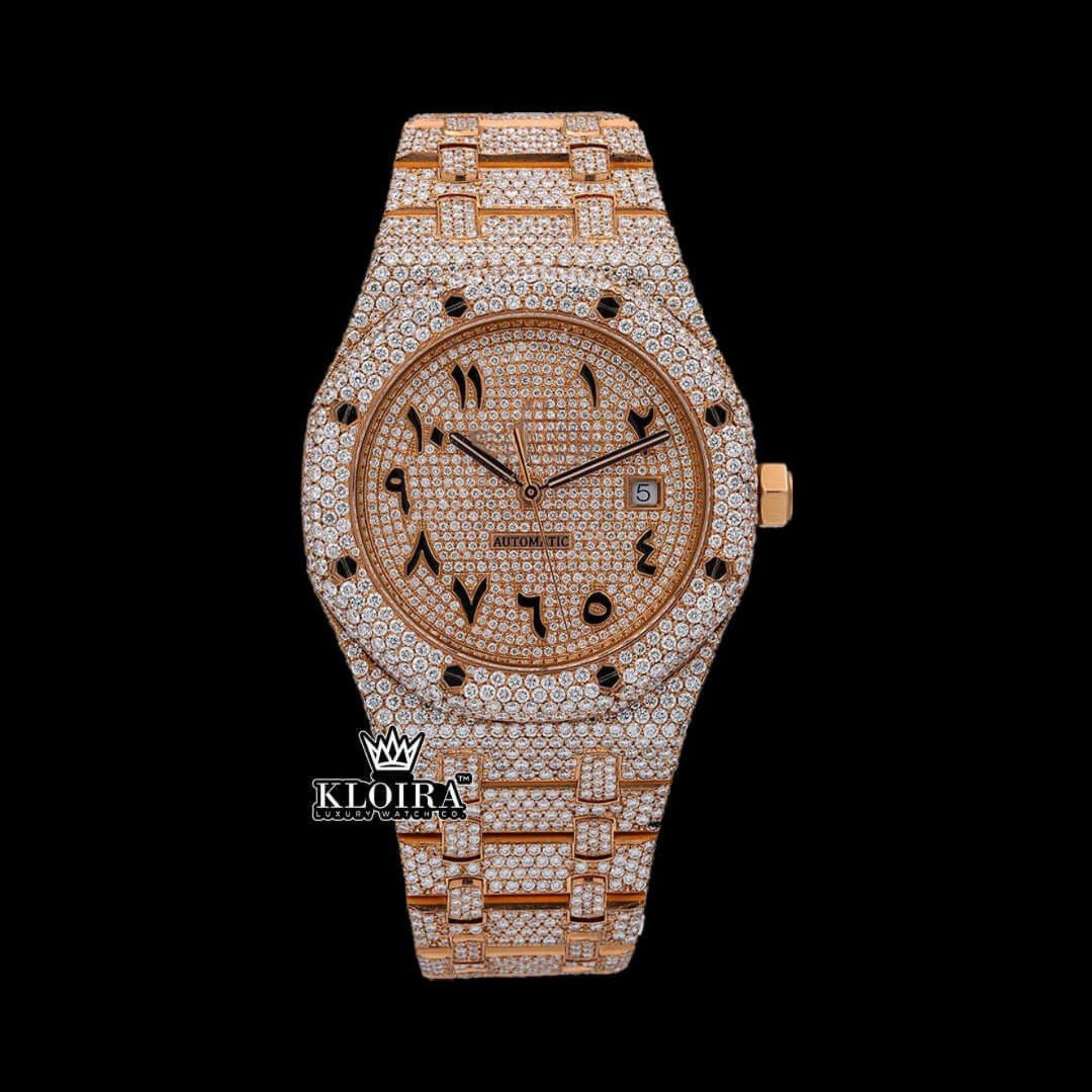 Rose Gold Tone Crystal Embellished Teardrop Custom Lightweight Jewelry Watch Royal Oak  main image 4