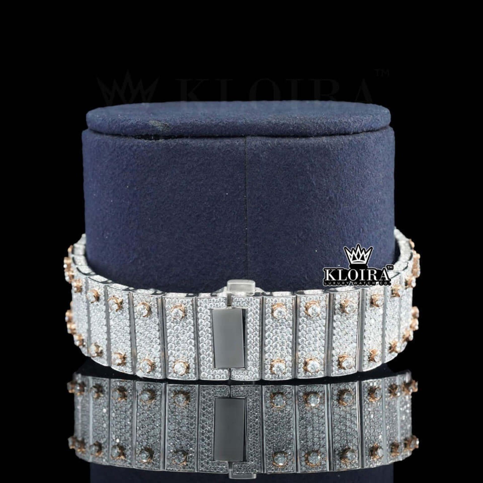 Rose Gold Arabic Numerals Two Tone Moissanite Diamond Watch Bracelet Vew